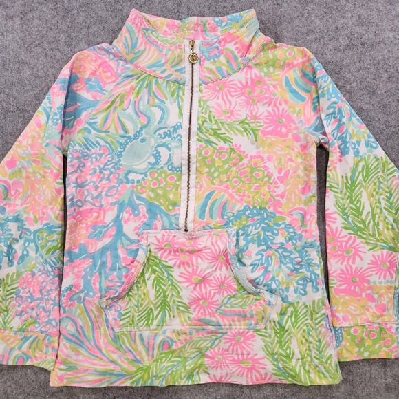Lilly Pulitzer Skipper Popover Womens Small 1/2 Zip Coral UPF 50+ Sweatshirt - Picture 4 of 15